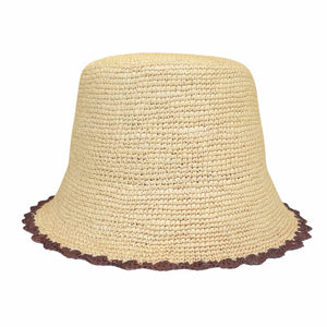 Shell Crochet Bucket, Wheat/Burgundy